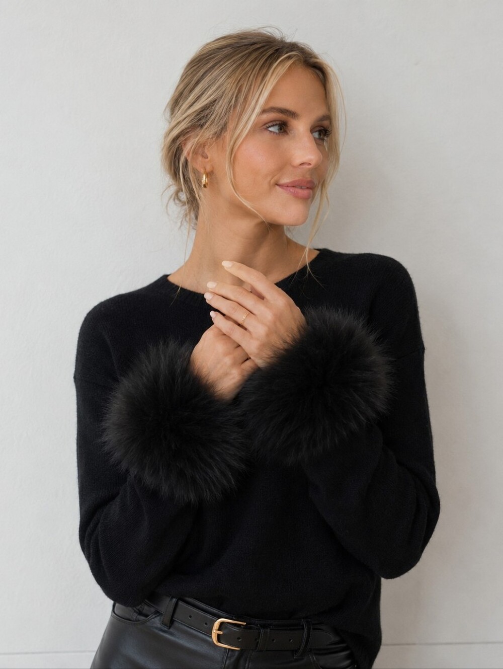 Eve Reid Elegant Black Faux Fur Cuff Bracelet